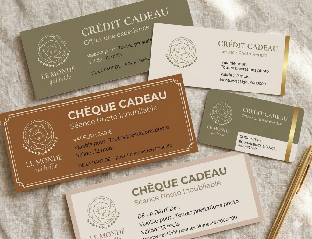 cartes et chèques cadeau le monde qui brille