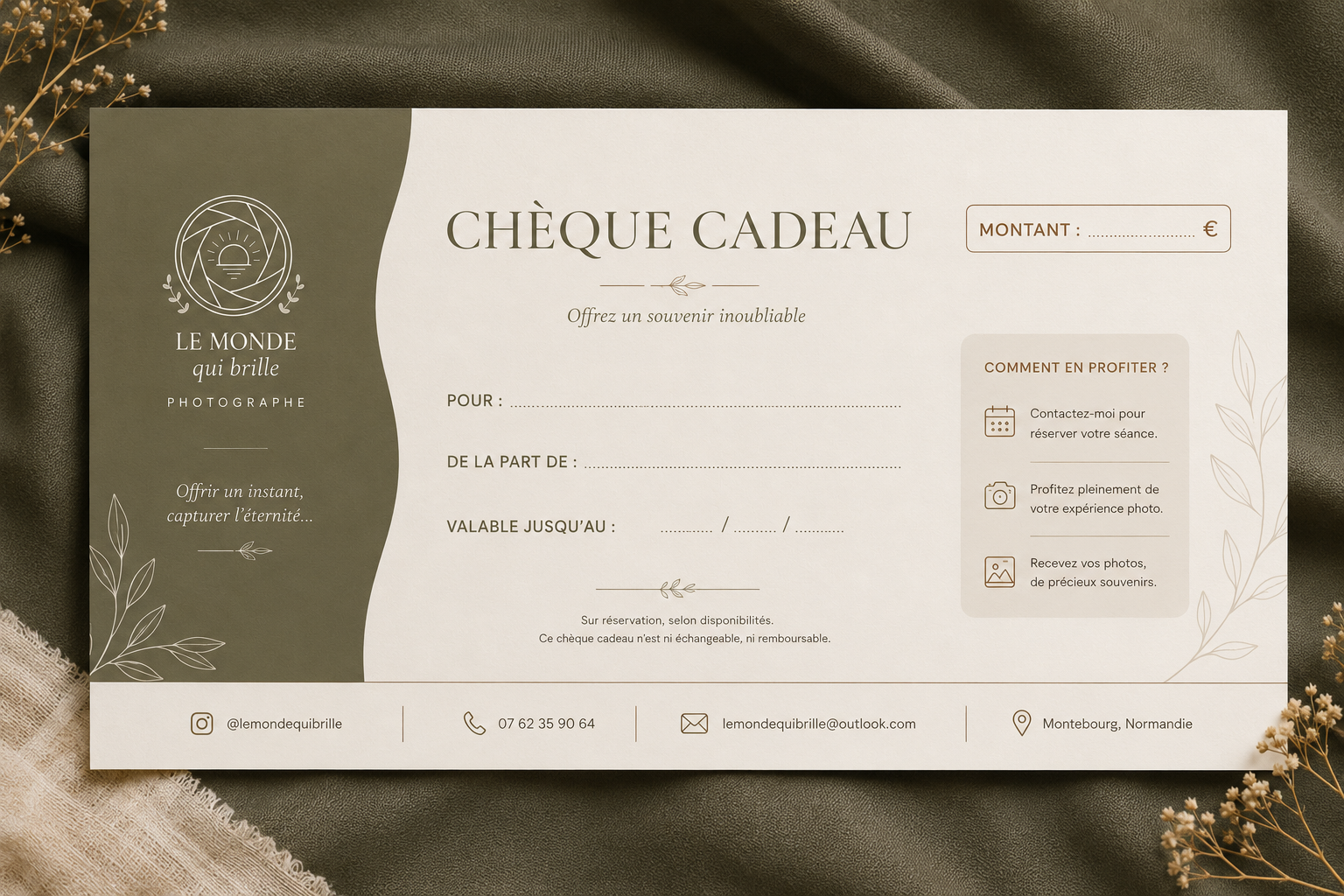 chèque cadeau le monde qui brille